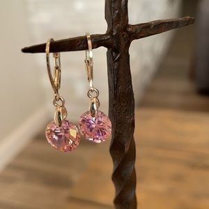 Pink Crystals on Silver Plated French Lever Wires